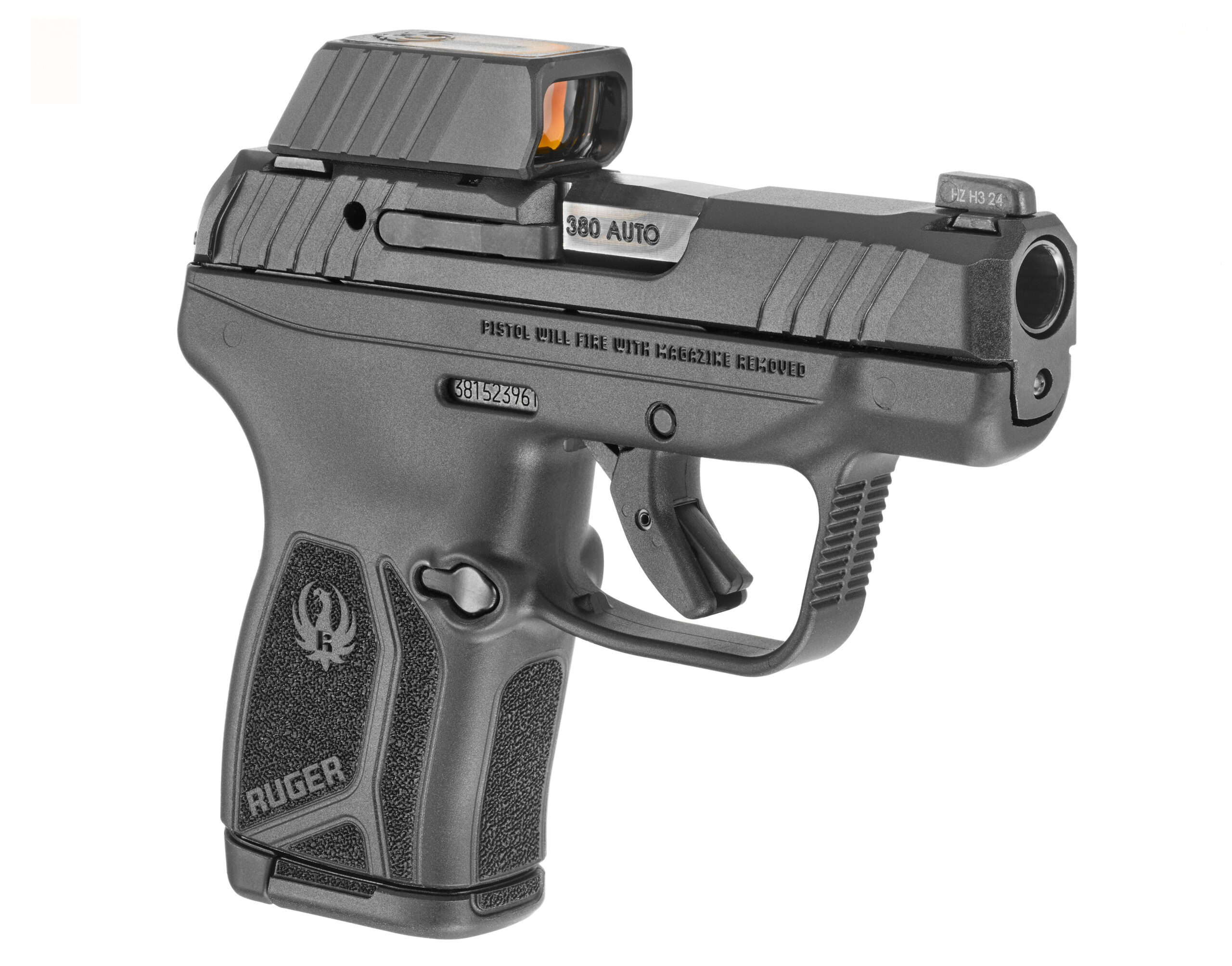 Ruger LCP Max, .380 ACP, 2.8" Barrel, Tritium Front / ReadyDot Micro Reflex Rear Sight, Holster, Black, 10-rd - Image 2