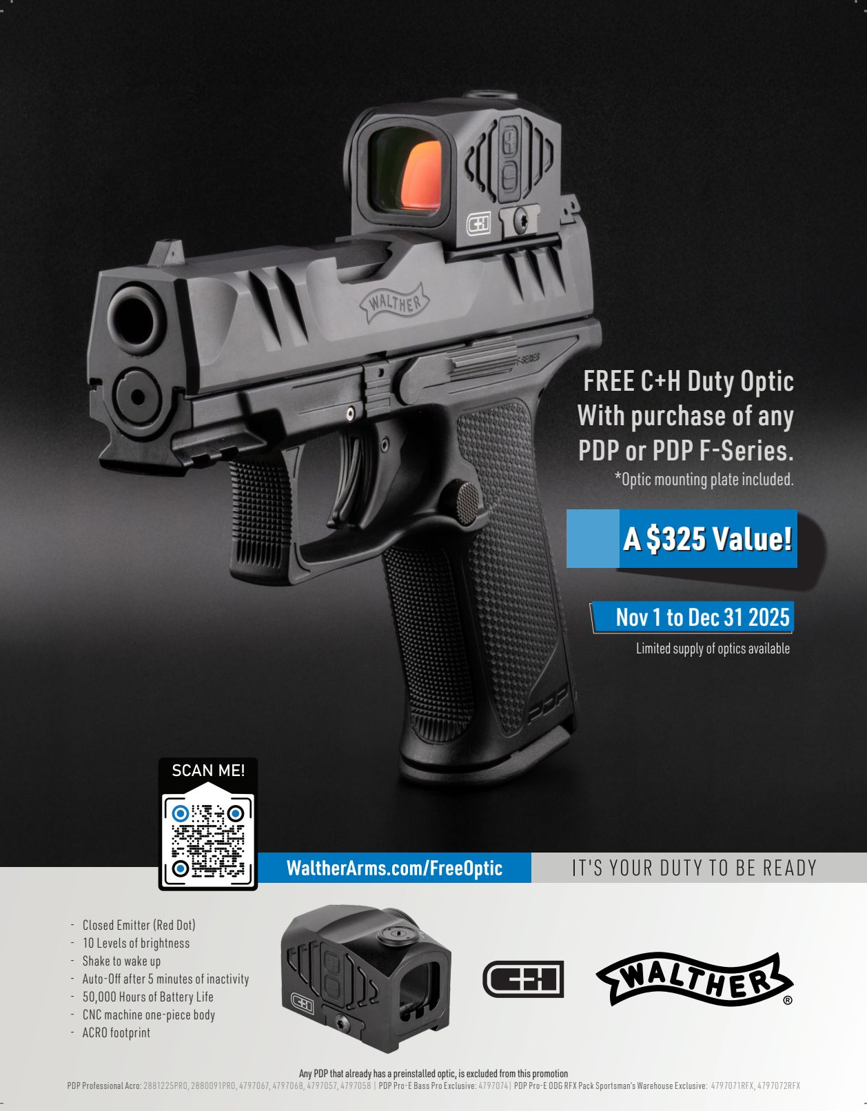 Walther PDP Full-Size, 9mm, 5" Barrel, Optics Ready, Black, (2) 18-rd (Free Optic Rebate From Walther) - Image 4