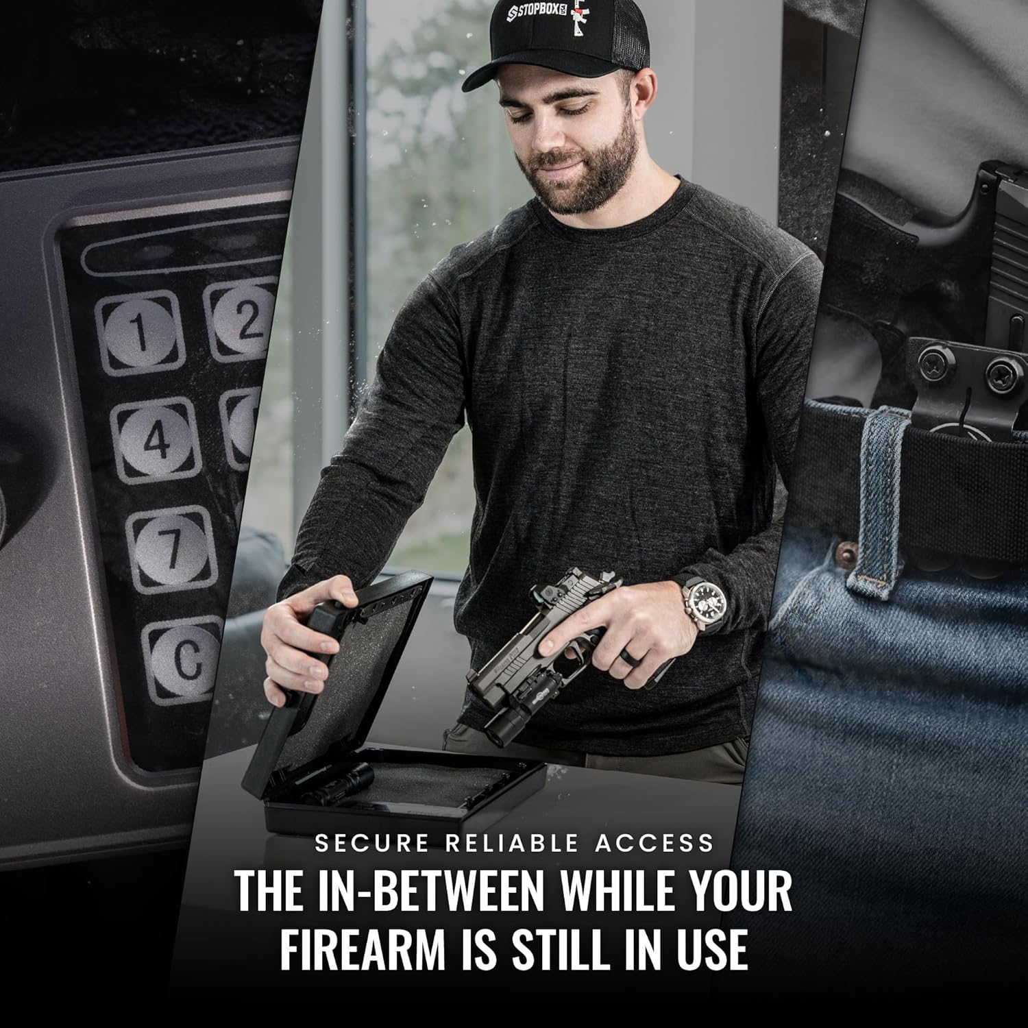 STOPBOX Gun Safe Alternative (Compact Size) - Tactical Handgun Storage, Instant Access Portable Gun Case, TSA Compliant Gun Lock Box for Quick Handgun Access - Image 3