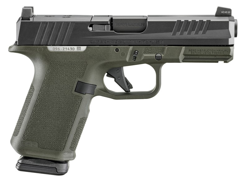 Ruger RXM, 9mm, 4" Barrel, OR, Tritium Front, Black, OD Green, (2) 15-rd PMAG GL9